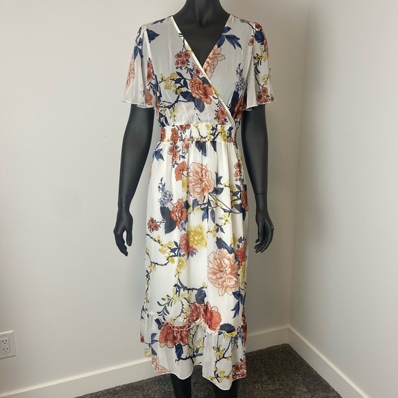 Kate and lily floral crisscross lightweight midi dress 12 - Picture 1 of 8